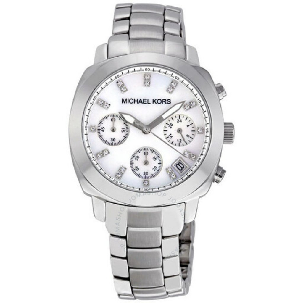 Michael Kors SilverTone Mother Of Pearl Dial Chronograph Ladies Watch